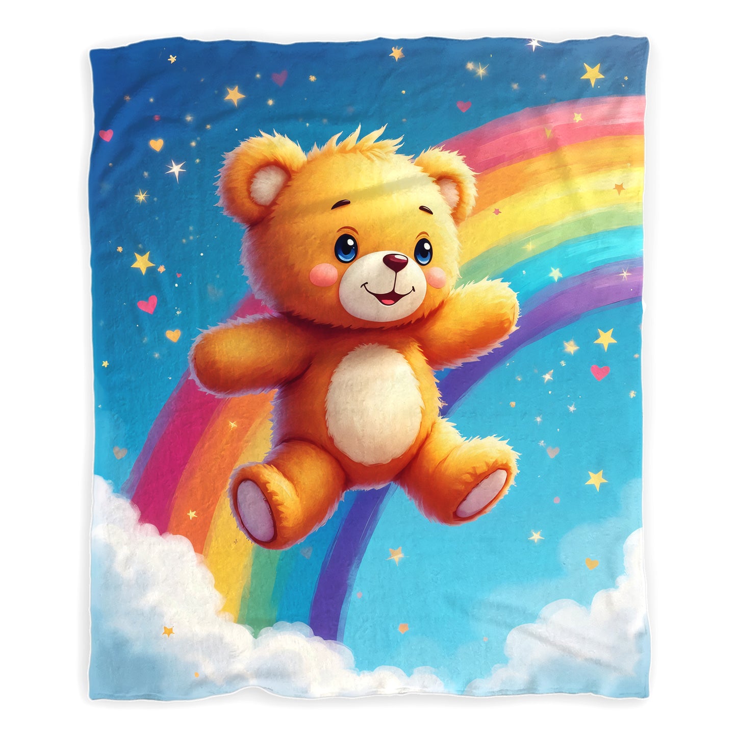 Rainbow Teddy Hugs Minky Blanket
