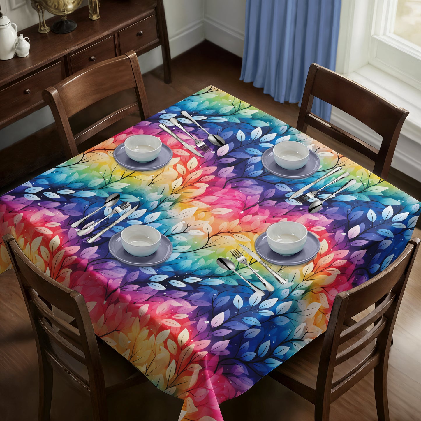 Rainbow Zigzag Square Tablecloth