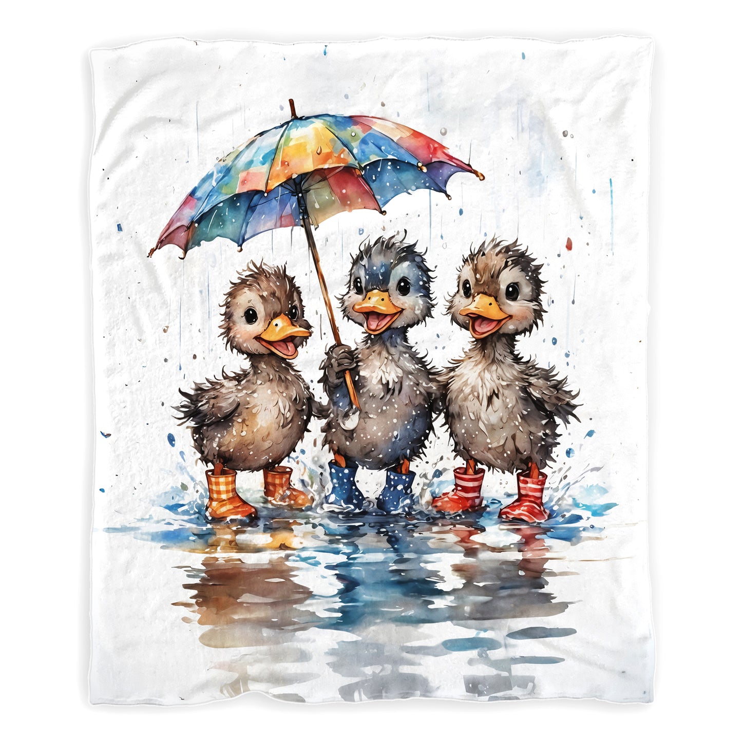 Rainy Day Ducklings Baby Fleece Blanket