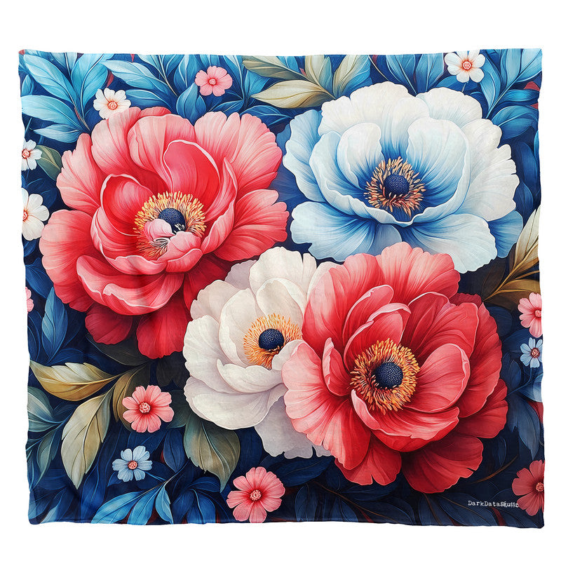 Red And Blue Flower Painting Light Weight Fleece Blanket by Wikus Schalkwyk