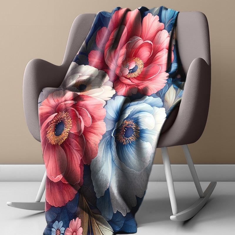Red And Blue Flower Painting Light Weight Fleece Blanket by Wikus Schalkwyk