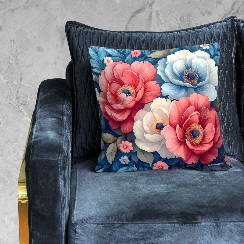 Red And Blue Flower Painting Luxury Scatter by Wikus Schalkwyk