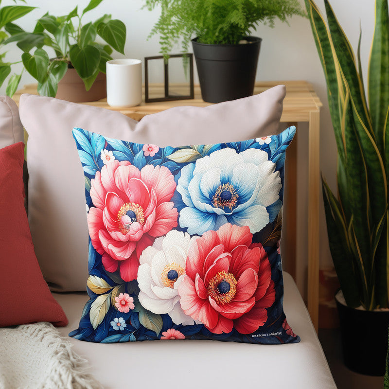 Red And Blue Flower Painting Luxury Scatter by Wikus Schalkwyk