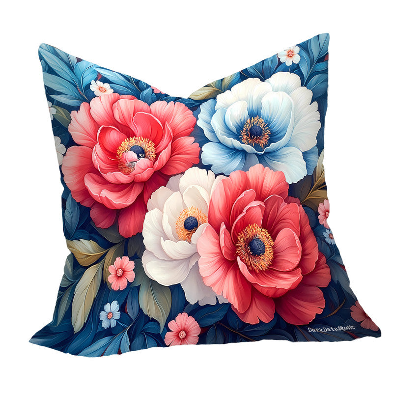 Red And Blue Flower Painting Luxury Scatter by Wikus Schalkwyk