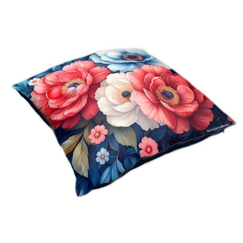Red And Blue Flower Painting Luxury Scatter by Wikus Schalkwyk