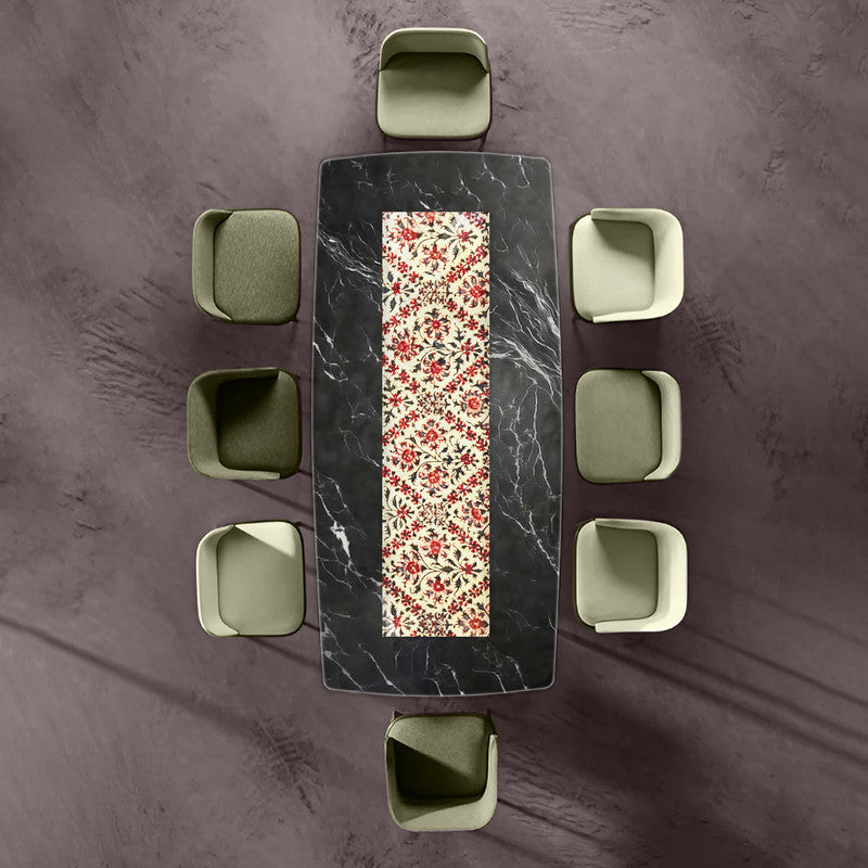 Red Bloom Diamond Pattern 160cm Table Runner