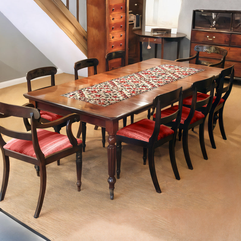 Red Bloom Diamond Pattern 160cm Table Runner