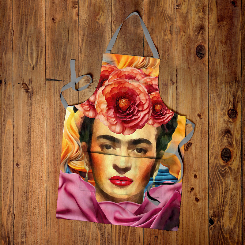 Red Floral Freda Medium Length Apron By Mark Van Vuuren
