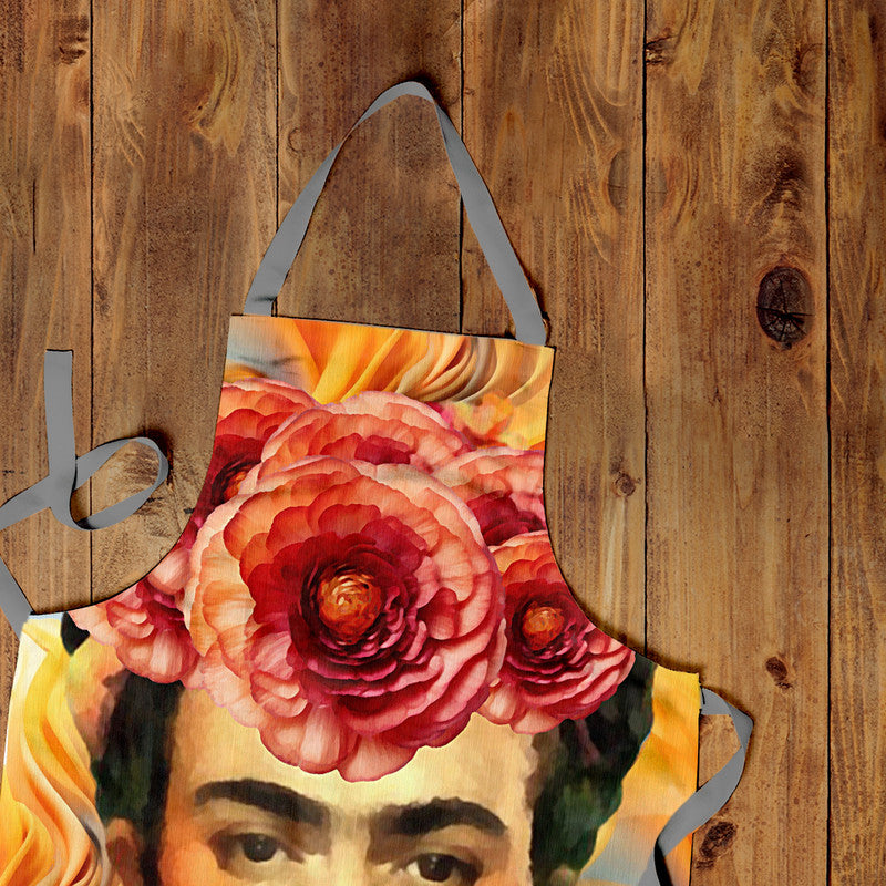 Red Floral Freda Medium Length Apron By Mark Van Vuuren