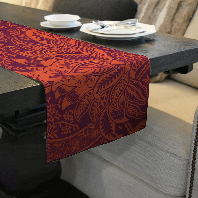 Red Maroon Floral 160cm Table Runner