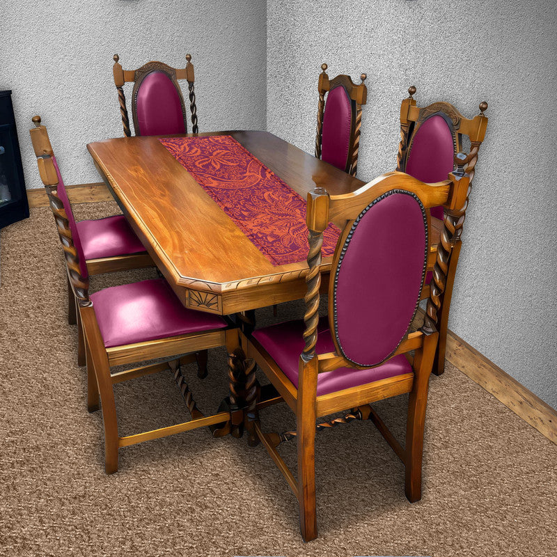 Red Maroon Floral 160cm Table Runner