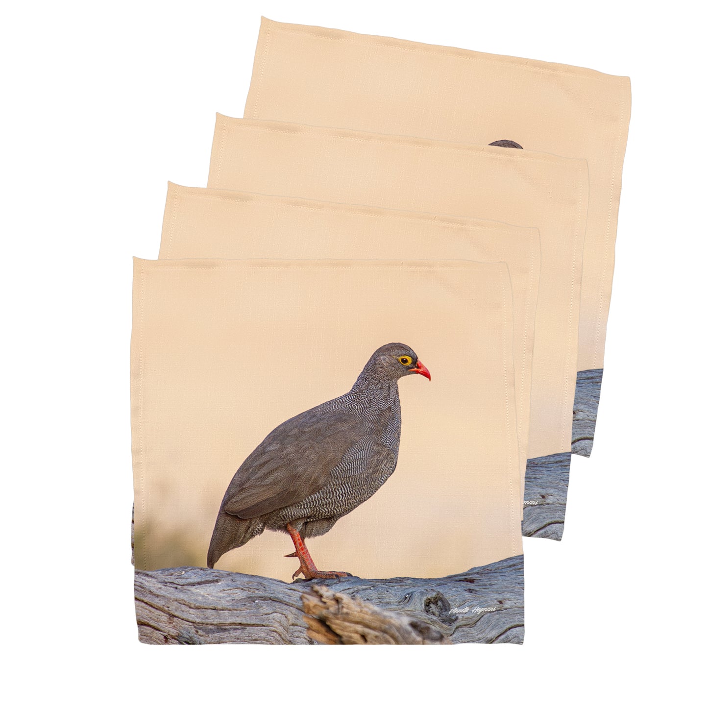 Red-billed Francolin Napkins by Annette Heymans