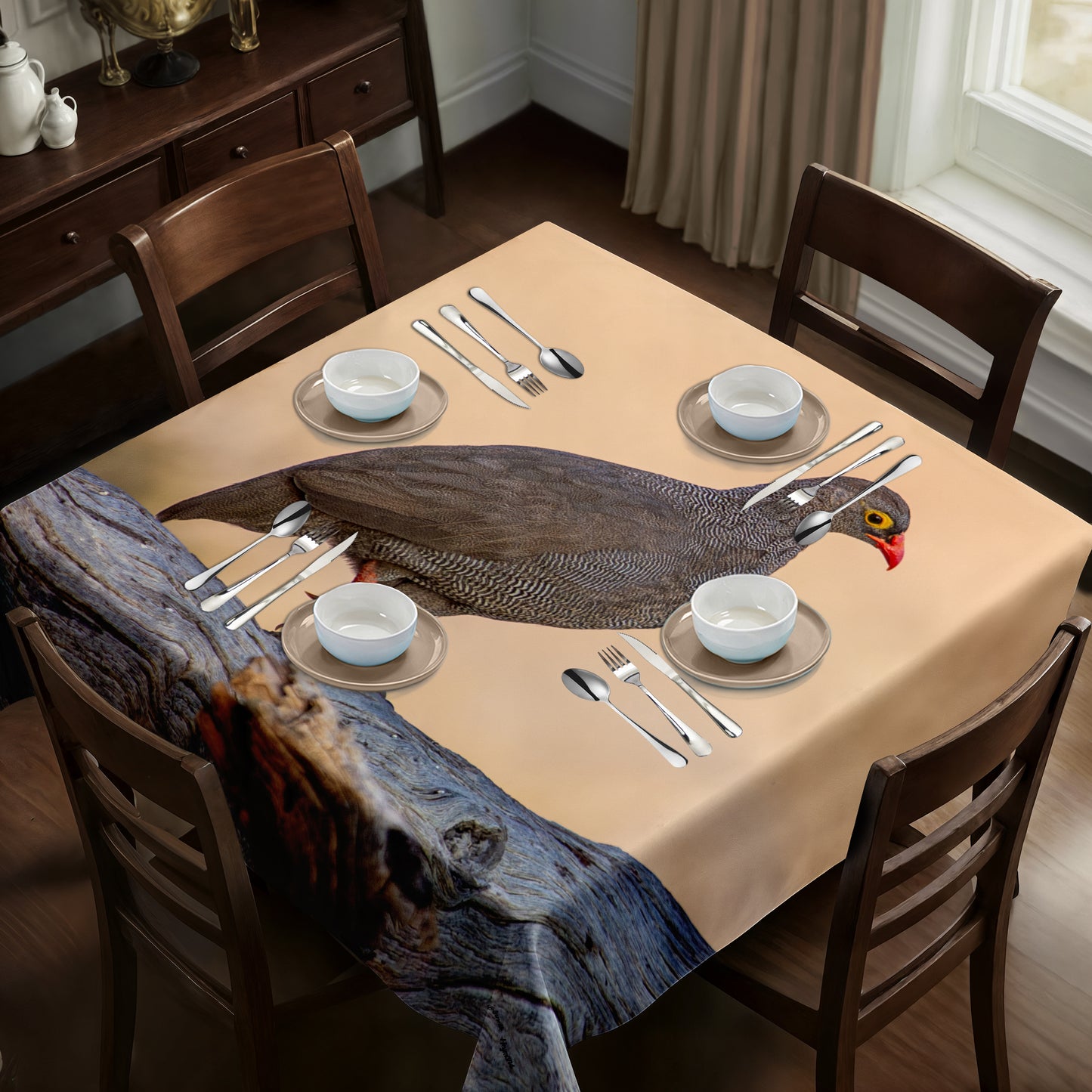 Red-billed Francolin Square Tablecloth by Annette Heymans