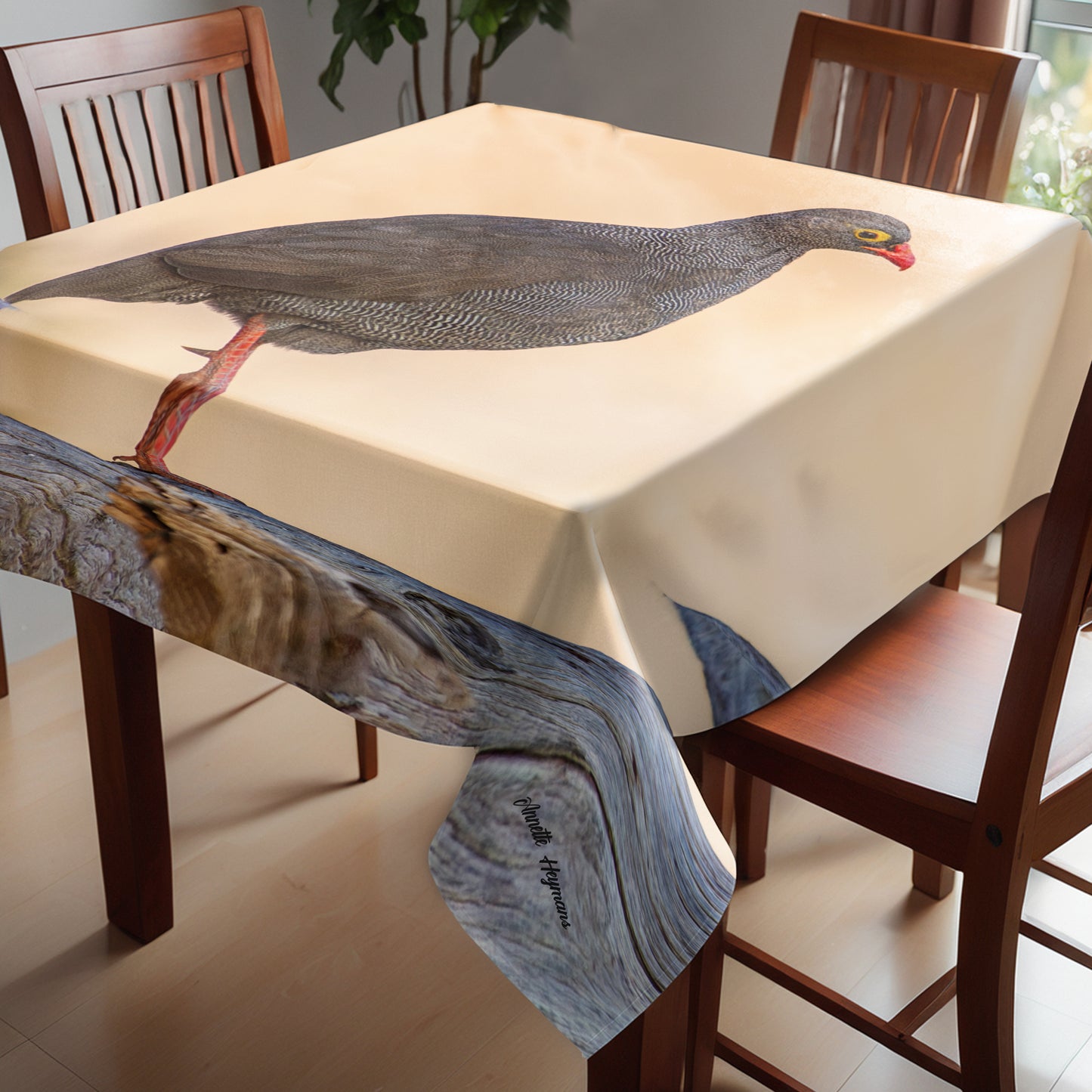Red-billed Francolin Square Tablecloth by Annette Heymans