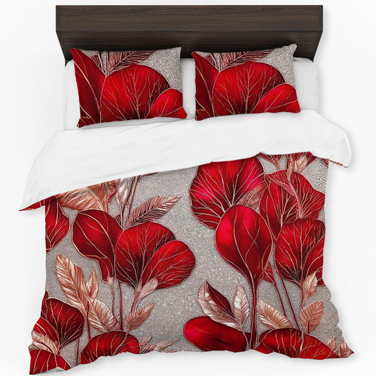 Red Blossoms Duvet Cover Set