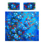Red Blossoms on Blue Duvet Cover Set