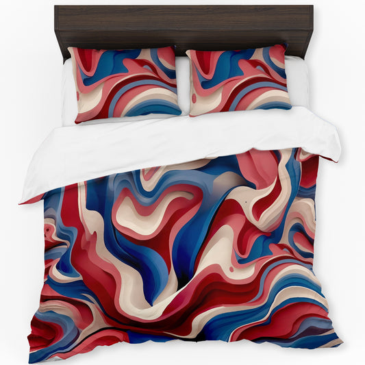 Red Brown and Navy Swirls Duvet Cover Set