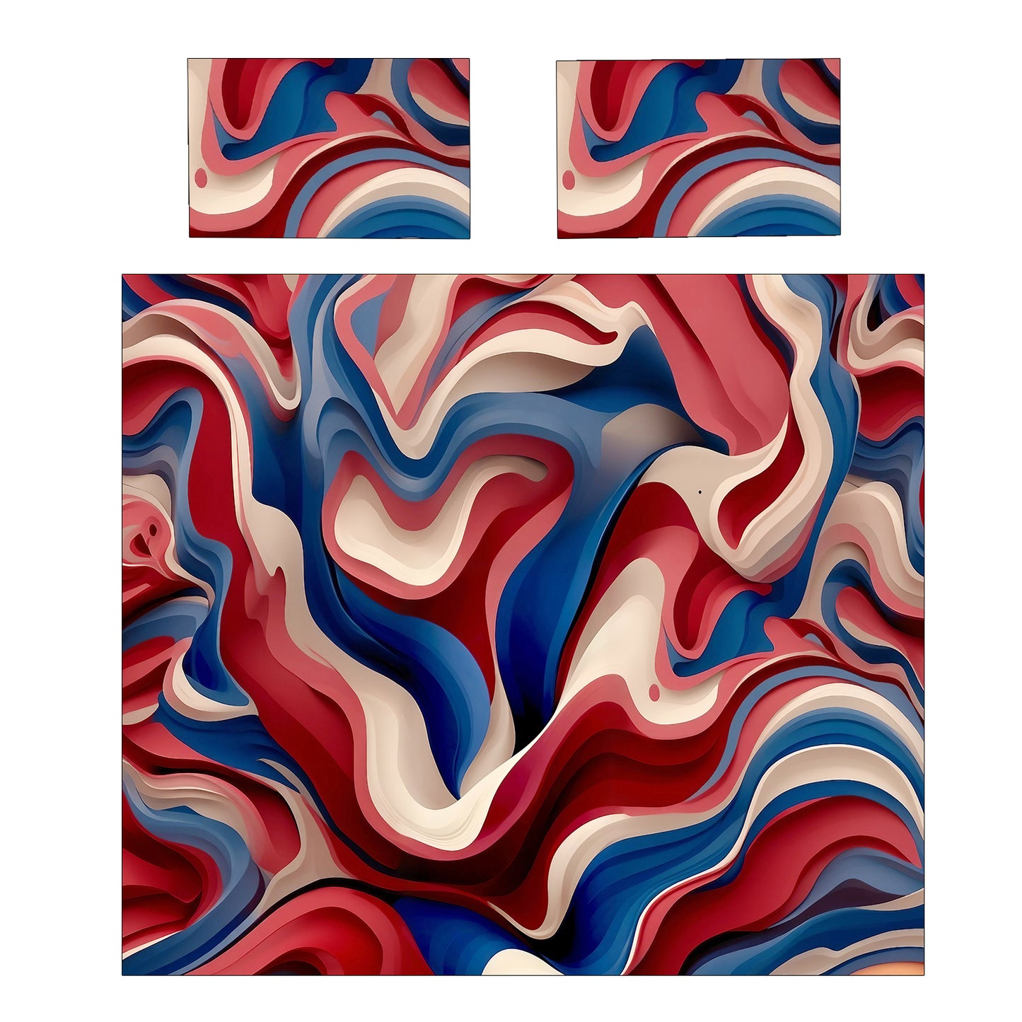 Red Brown and Navy Swirls Duvet Cover Set