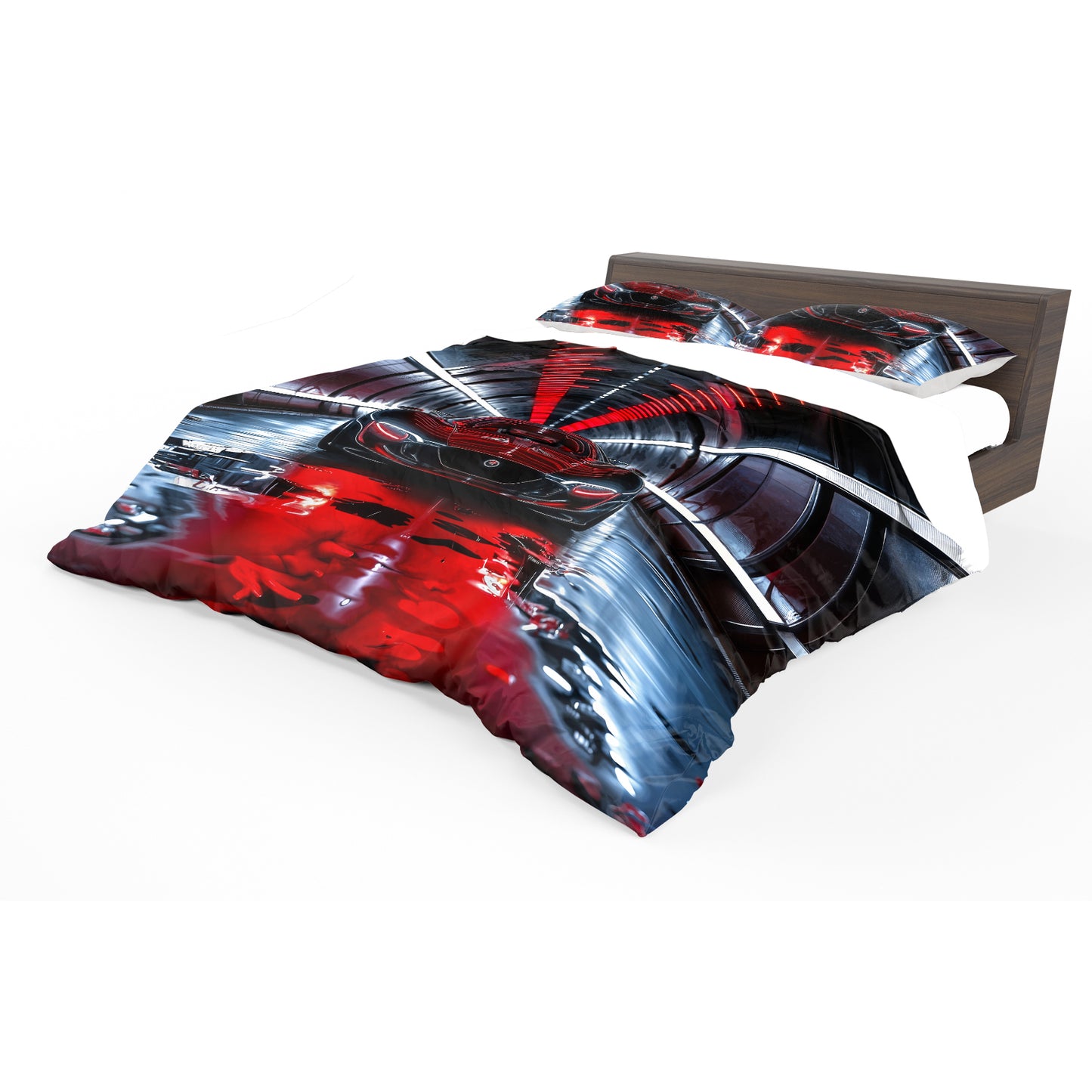 Red Car in Tunnel Duvet Cover Set