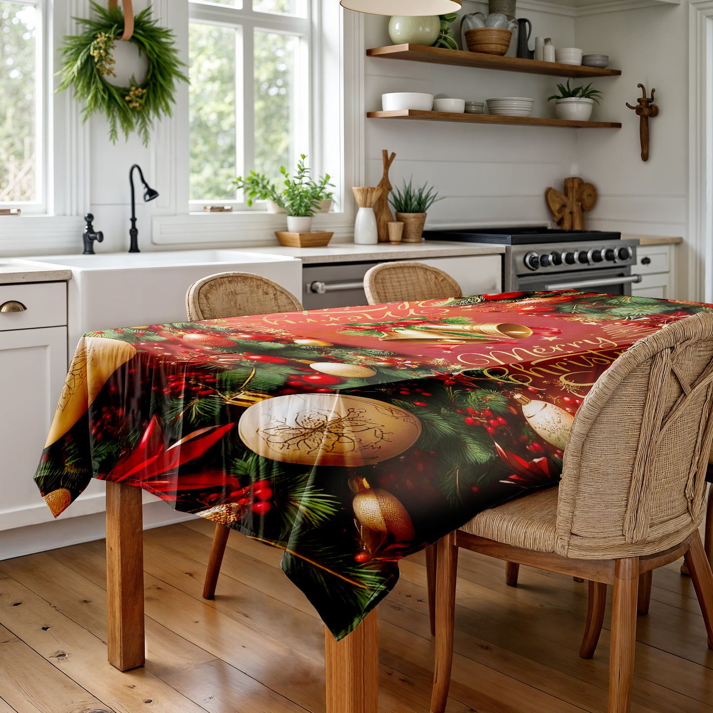 Red Christmas Magic Rectangle Tablecloth