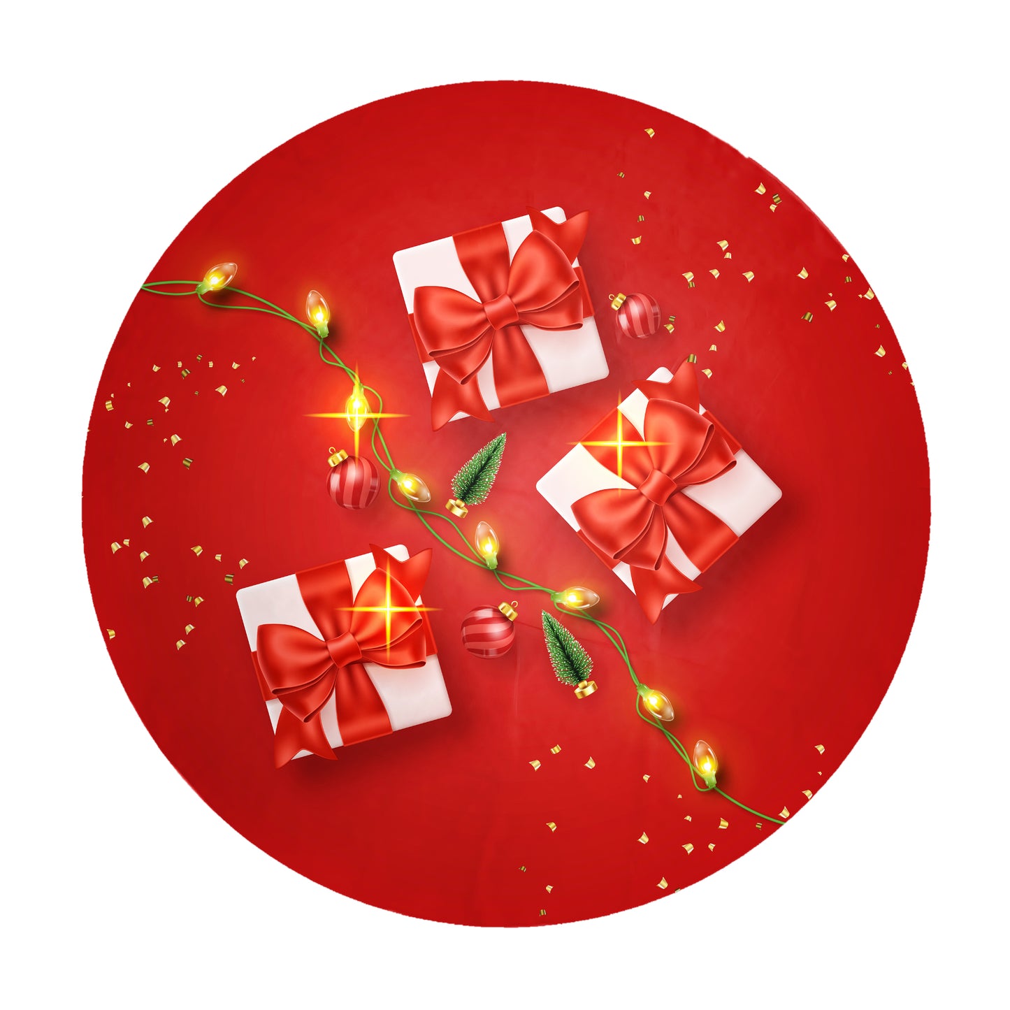 Red Christmas Round Tablecloth