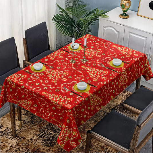 Red Christmas Tree Rectangle Tablecloth