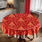Red Christmas Tree Round Tablecloth