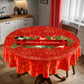 Red Doodle Christmas Round Tablecloth