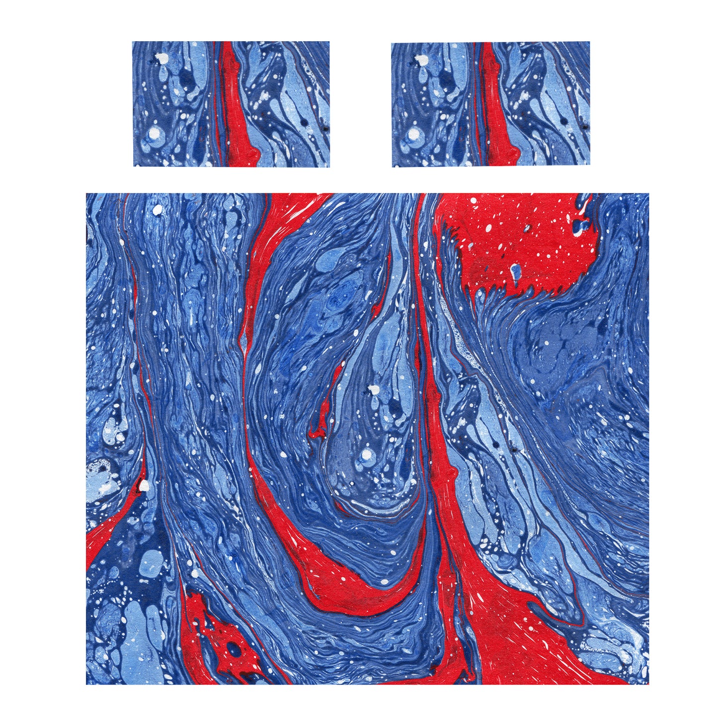 Red Flow Aquamarine Currents Duvet Cover Set