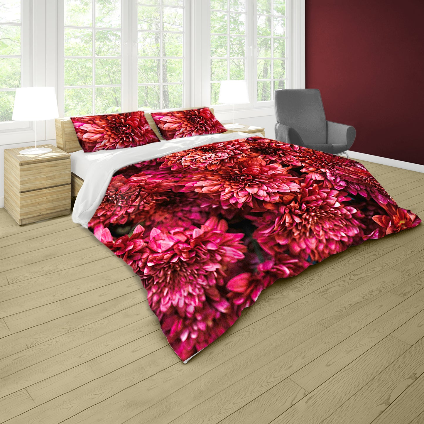 Red Flowers Duvet Cover Set