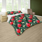 Red Flowers On Green Leaves Duvet Cover Set