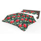Red Flowers On Green Leaves Duvet Cover Set