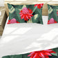Red Flowers On Green Leaves Duvet Cover Set