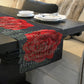 Red Flowers with River Leaves Table Runner By Mark van Vuuren