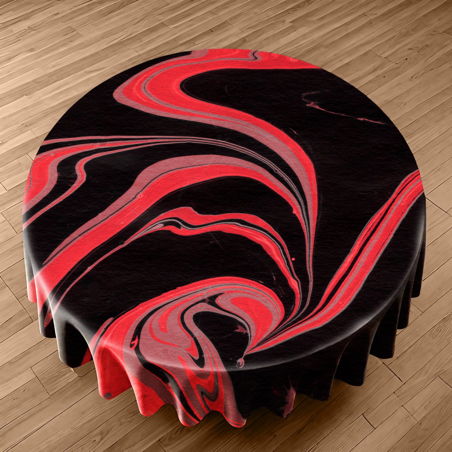 Red Flowing Paint Round Tablecloth