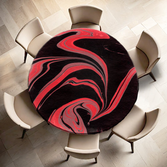 Red Flowing Paint Round Tablecloth