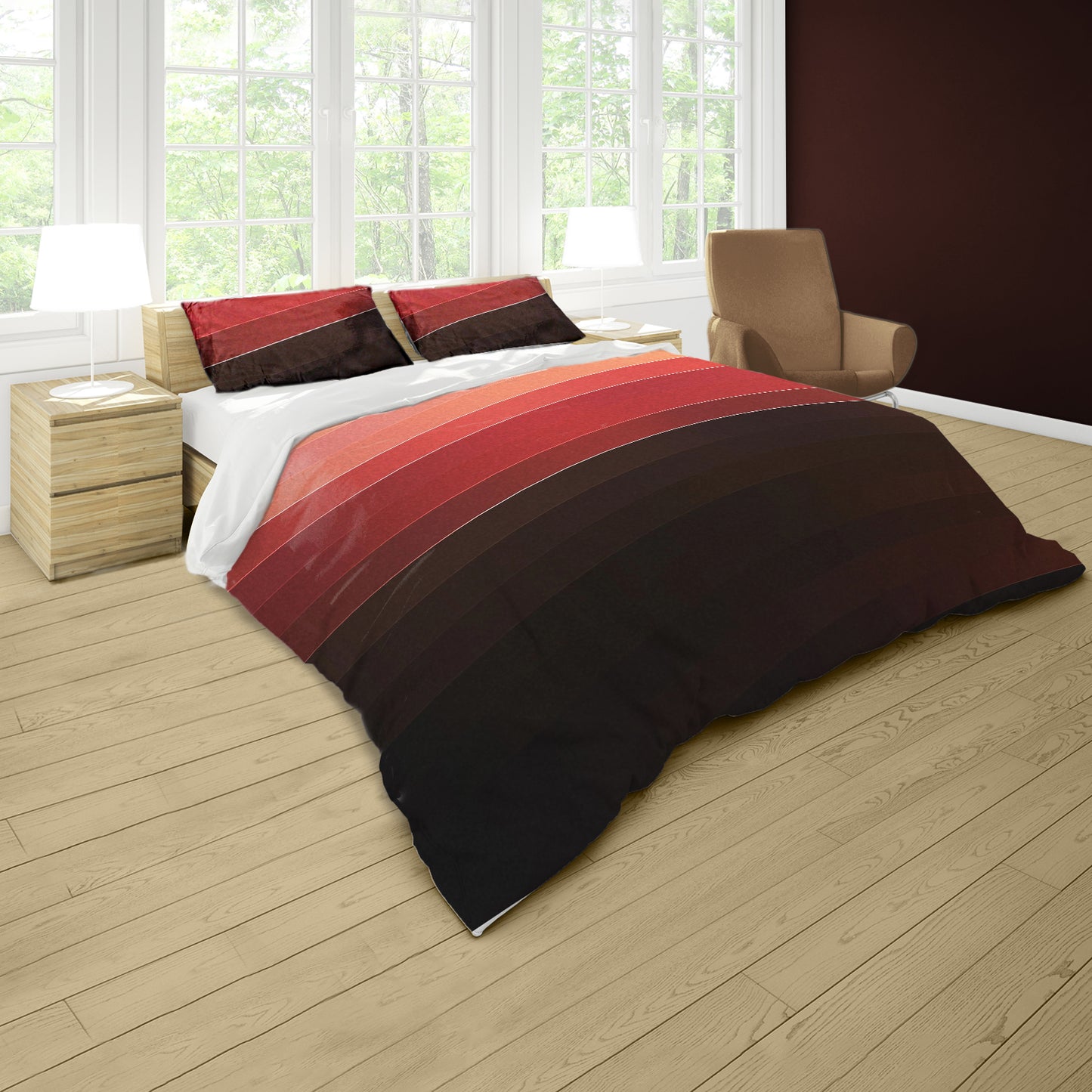 Red Horizon Duvet Cover Set