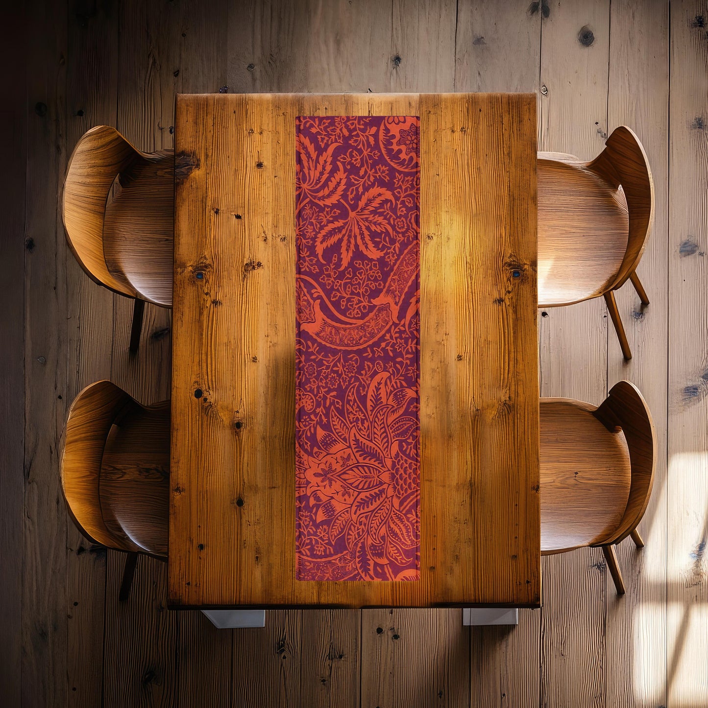 Red Maroon Floral 160cm Table Runner