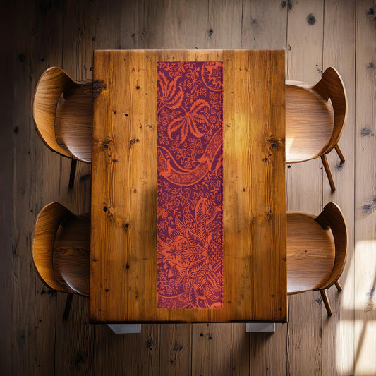 Red Maroon Floral 160cm Table Runner