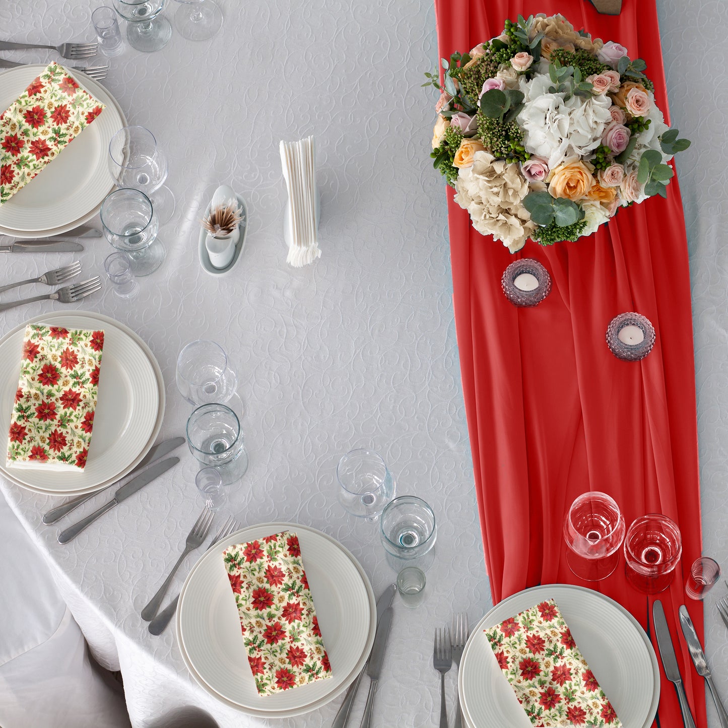 Red Petals of Christmas Napkins