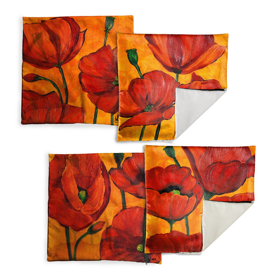 Red Poppies Luxury Scatter Covers By Yolande Smith - Set of 4
