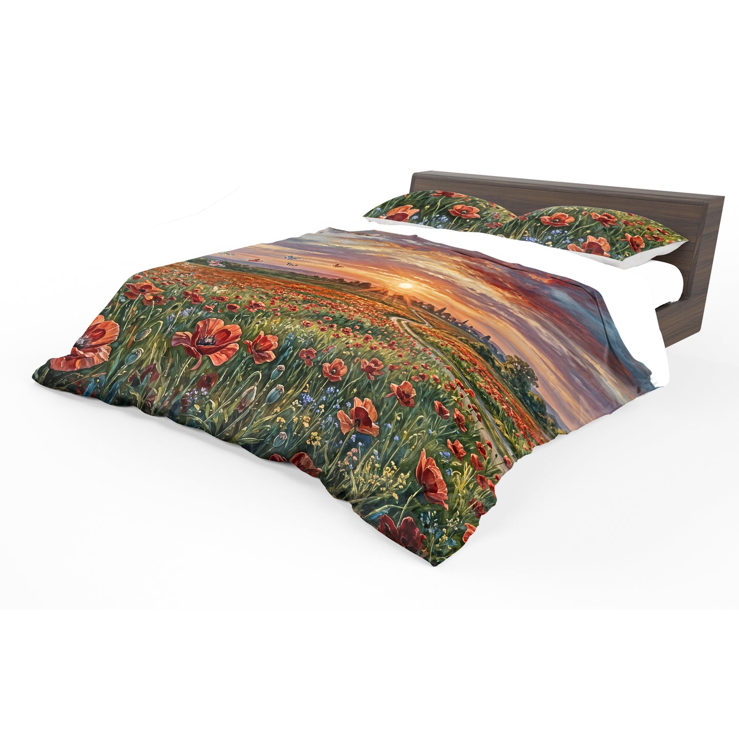 Red Poppies in the Wind Duvet Cover Set