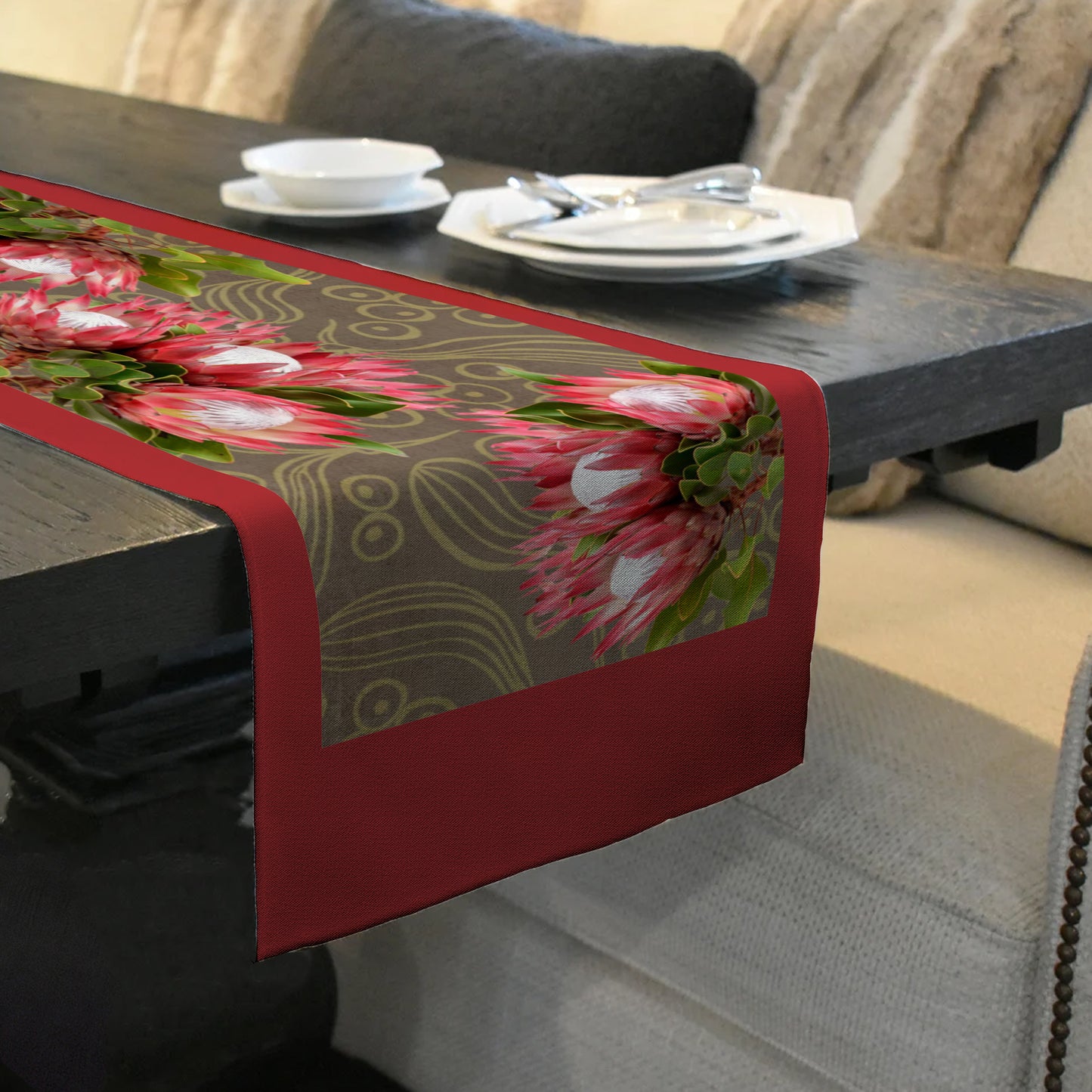 Red Proteas Table Runner