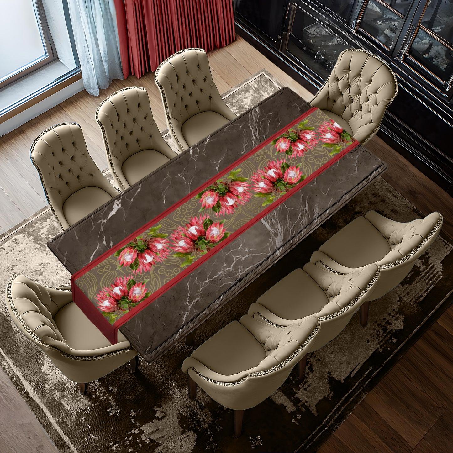 Red Proteas Table Runner