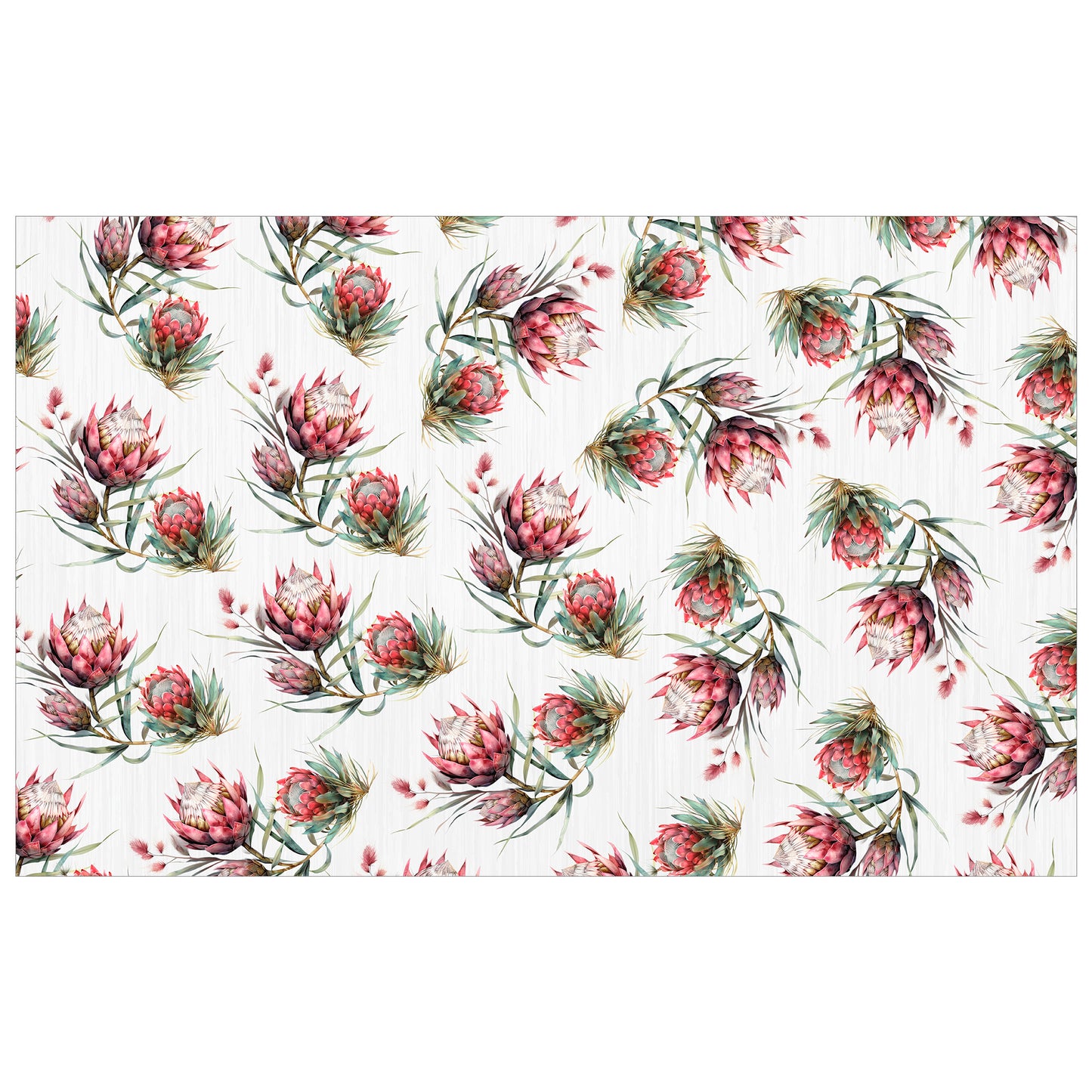 Red  Proteas on White Rectangle Tablecloth by Mark van Vuuren