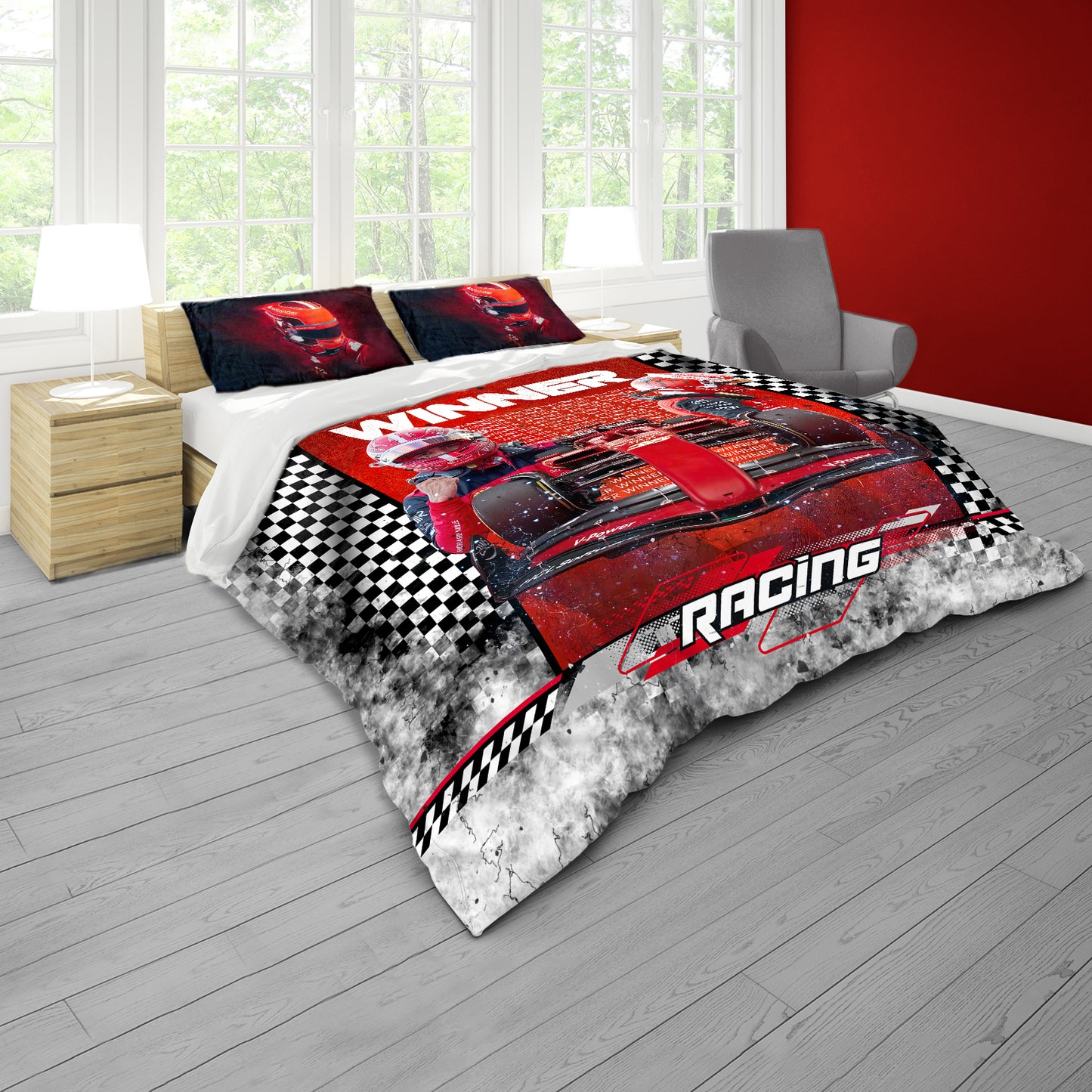 Red Racer Rush Duvet Cover Set