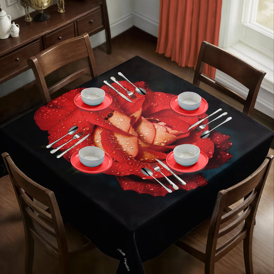 Red Rose Square Tablecloth by Annette Heymans