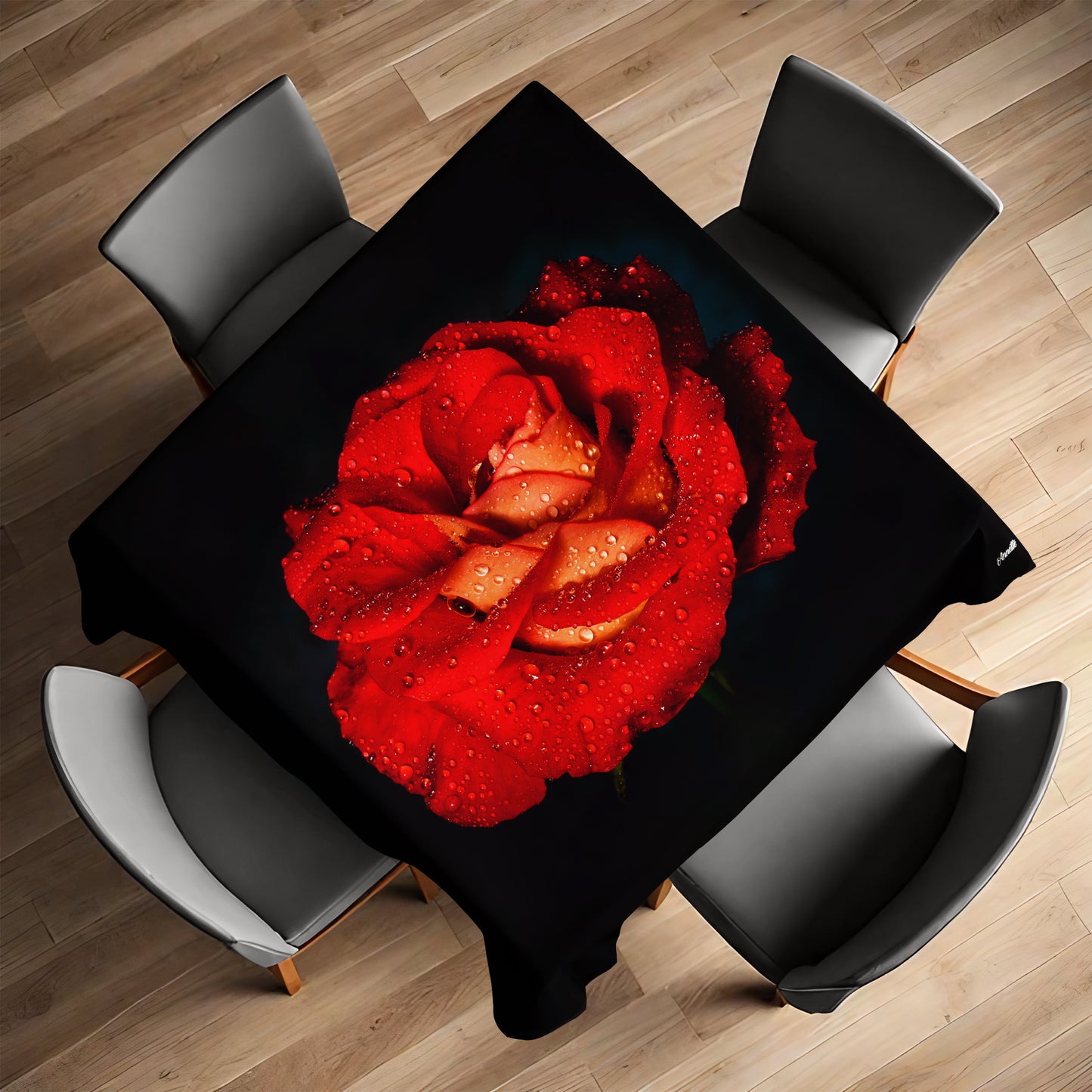 Red Rose Square Tablecloth by Annette Heymans