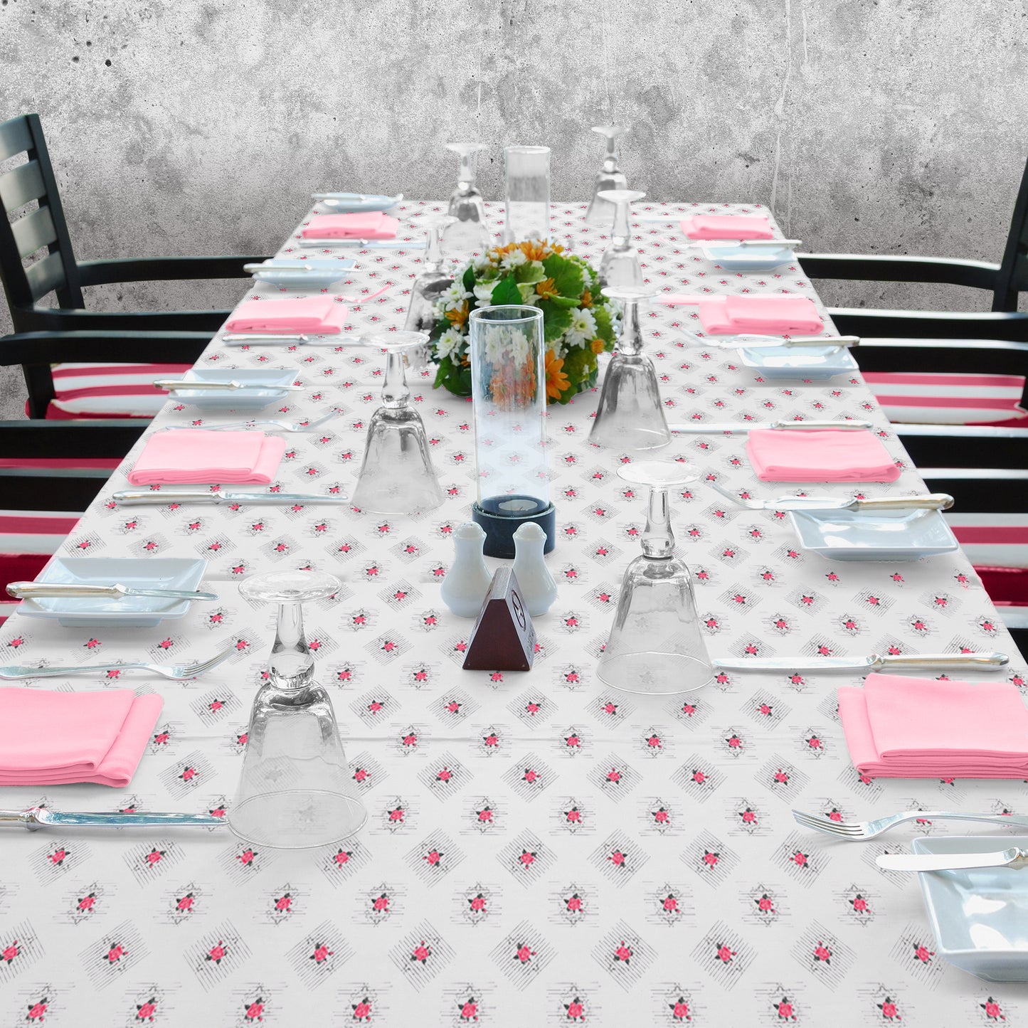 Red Rose on White Background 3m Rectangle Tablecloth
