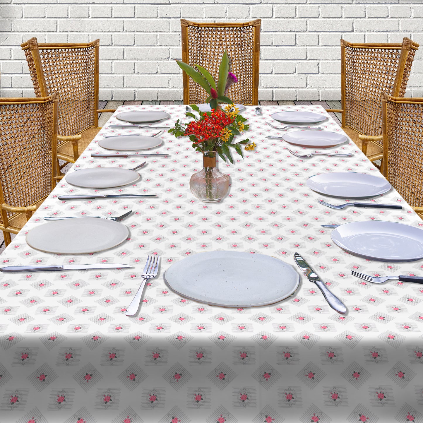 Red Rose on White Background 3m Rectangle Tablecloth